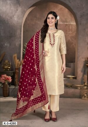 jakad simmer silk handwork kurti pant with dupatta