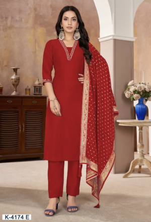 roman silk handwork embroidery kurti pant with dupatta