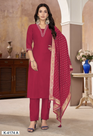 roman silk handwork embroidery kurti pant with dupatta