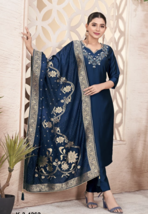 rangila silk embroidery handwork kurti pant with dupatta