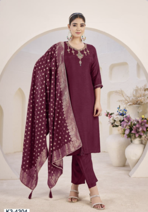 dola silk embroidery handwork kurti pant with dupatta