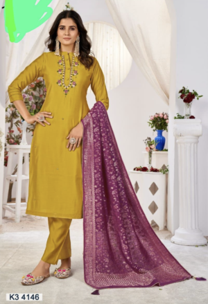 roman silk handwork kurti pant with dupatta